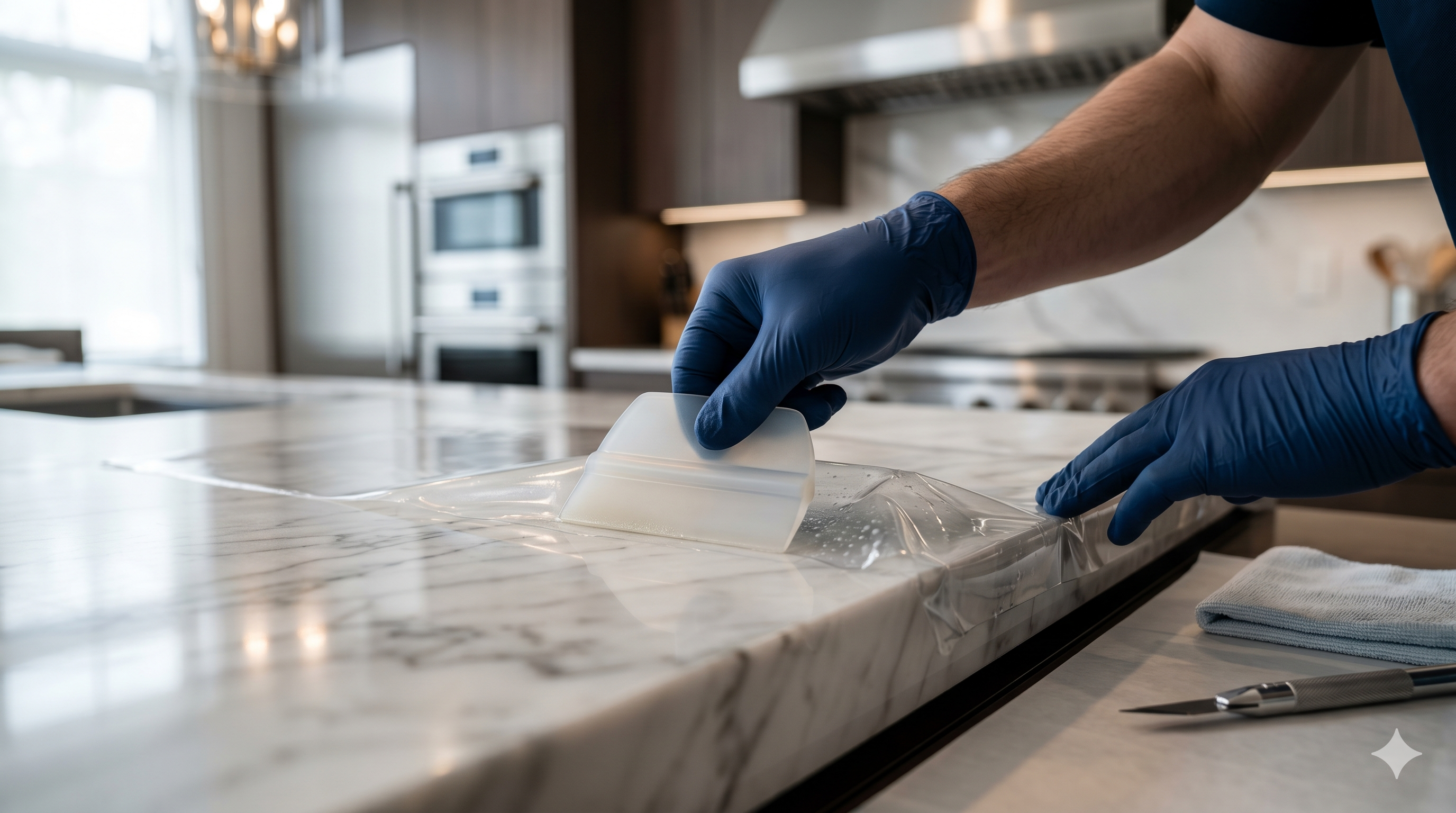 Superficie protegida con PlushProtect en acabado brillante